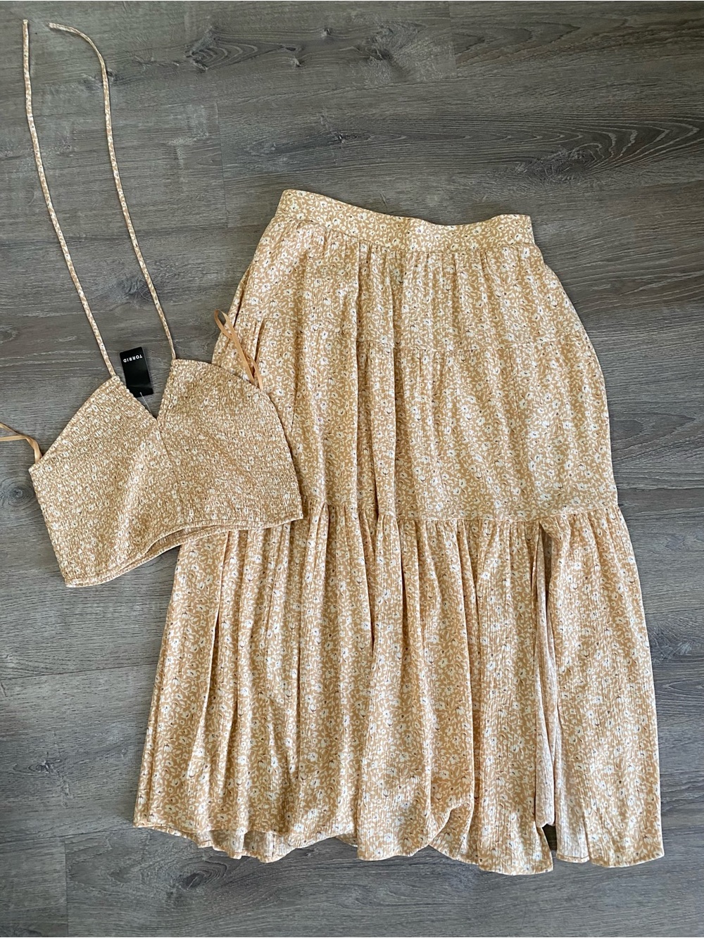 TORRID Cream Smocked Maxi Skirt Set NWT Size 0 - Picture 5 of 5